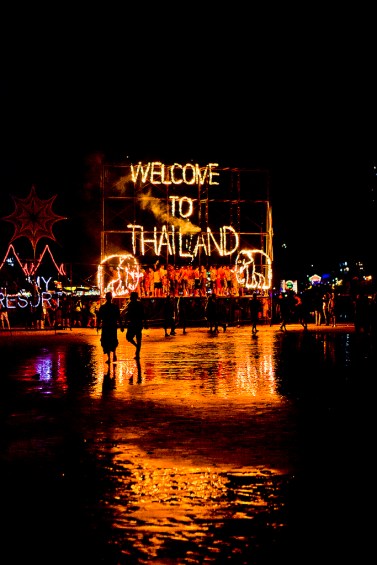 Burning text during the Full Moon Party at Hat Rin beach, Koh Phangan. Source: Flickr, Joe Stump